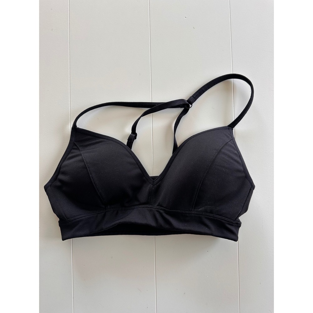 Athleta Black V-Neck Adjustable Strap Sports Bra Small RN 54023